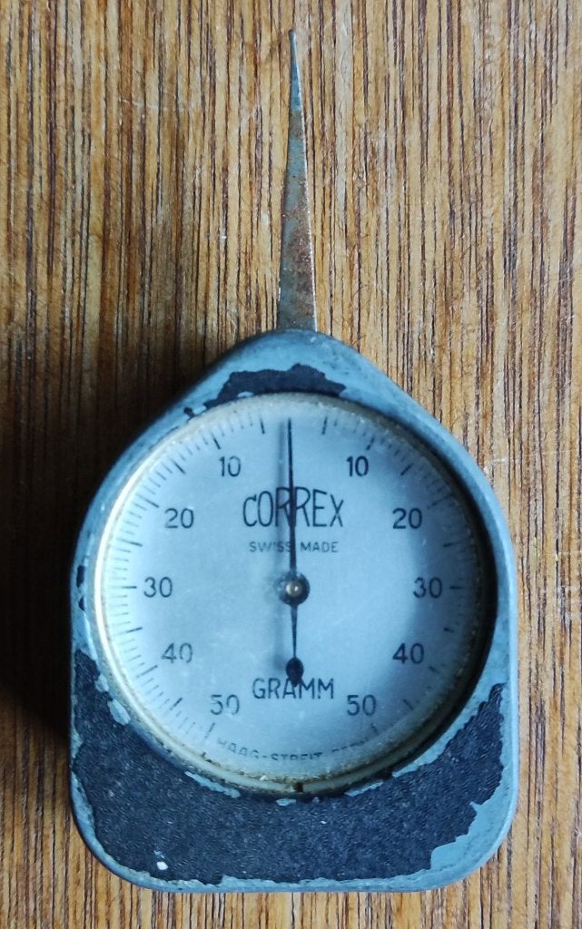 Spanningsmeter 50 gram spring tension gauge Correx, Antiek en Kunst, Ophalen of Verzenden