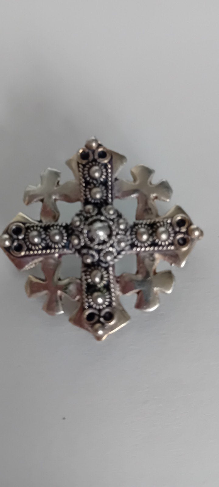 Vintage Jeruzalem Kruis Broche - Zilver, Overige materialen, 4 tot 7 cm, Gebruikt, Ophalen of Verzenden
