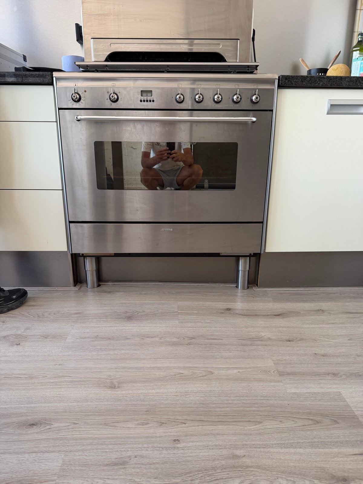 Smeg Fornuis met Oven - RVS Vrijstaand, Ophalen, Gebruikt, Smeg, Oven