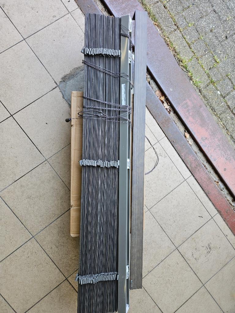 Sunway houten jalouzie, Ophalen, 100 tot 150 cm, 200 cm of meer, Zwart
