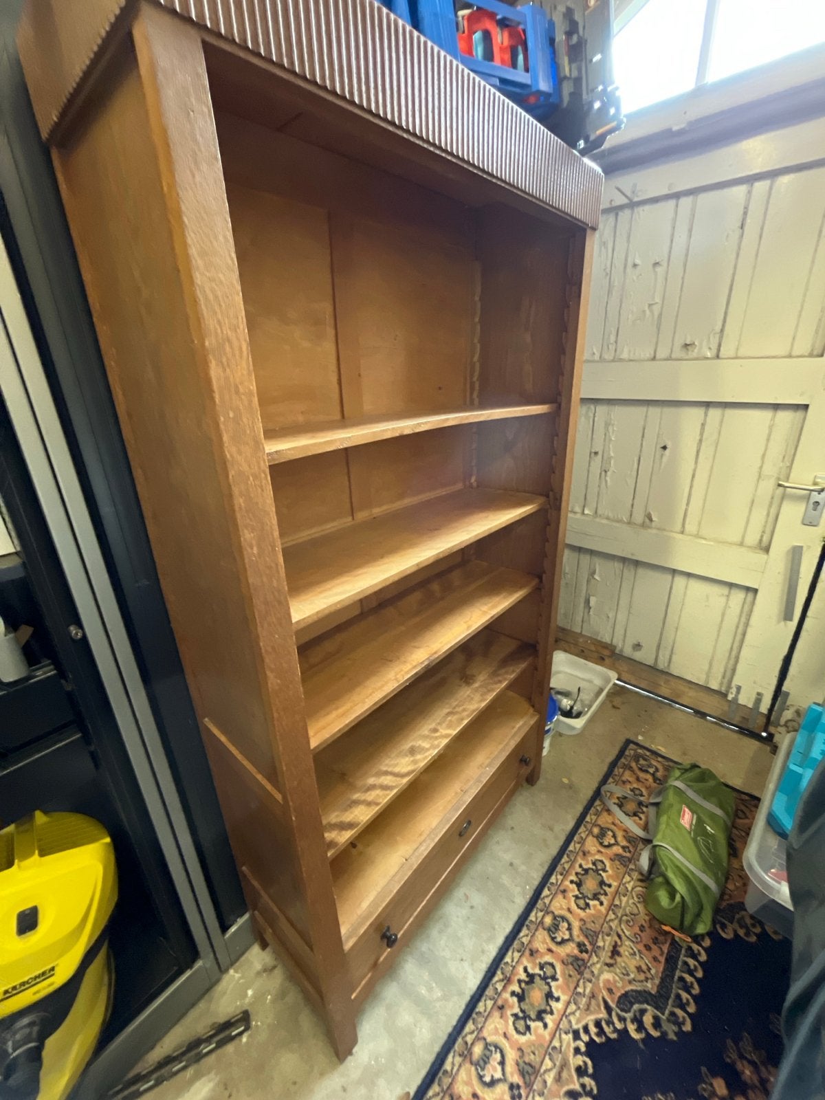 Handgemaakte Kast met Lade en Planken, Ophalen, Gebruikt, Eikenhout, 50 tot 100 cm