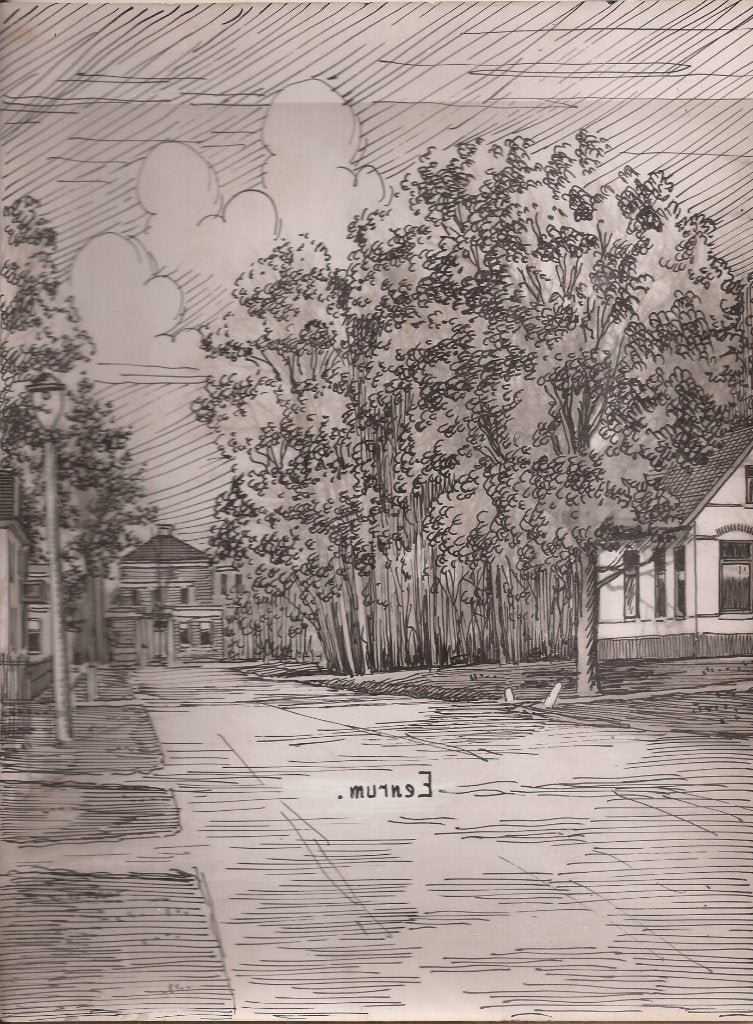 Eenrum Dorpsgezicht Pentekening Sievers 50/60er jaren, Ophalen of Verzenden, Tekening, Pentekening, Origineel