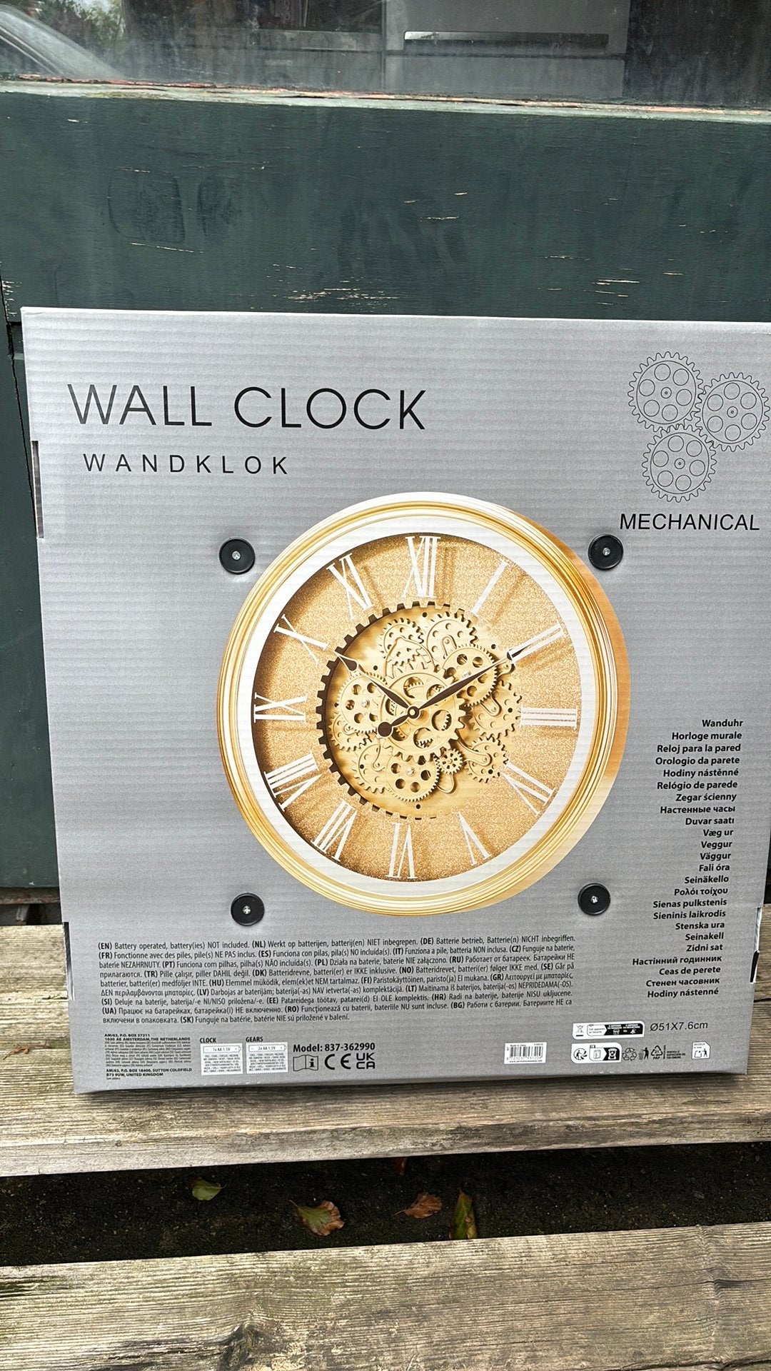 Gouden klok nog nieuw in doos, Ophalen, Goud, Wandklok, Analoog