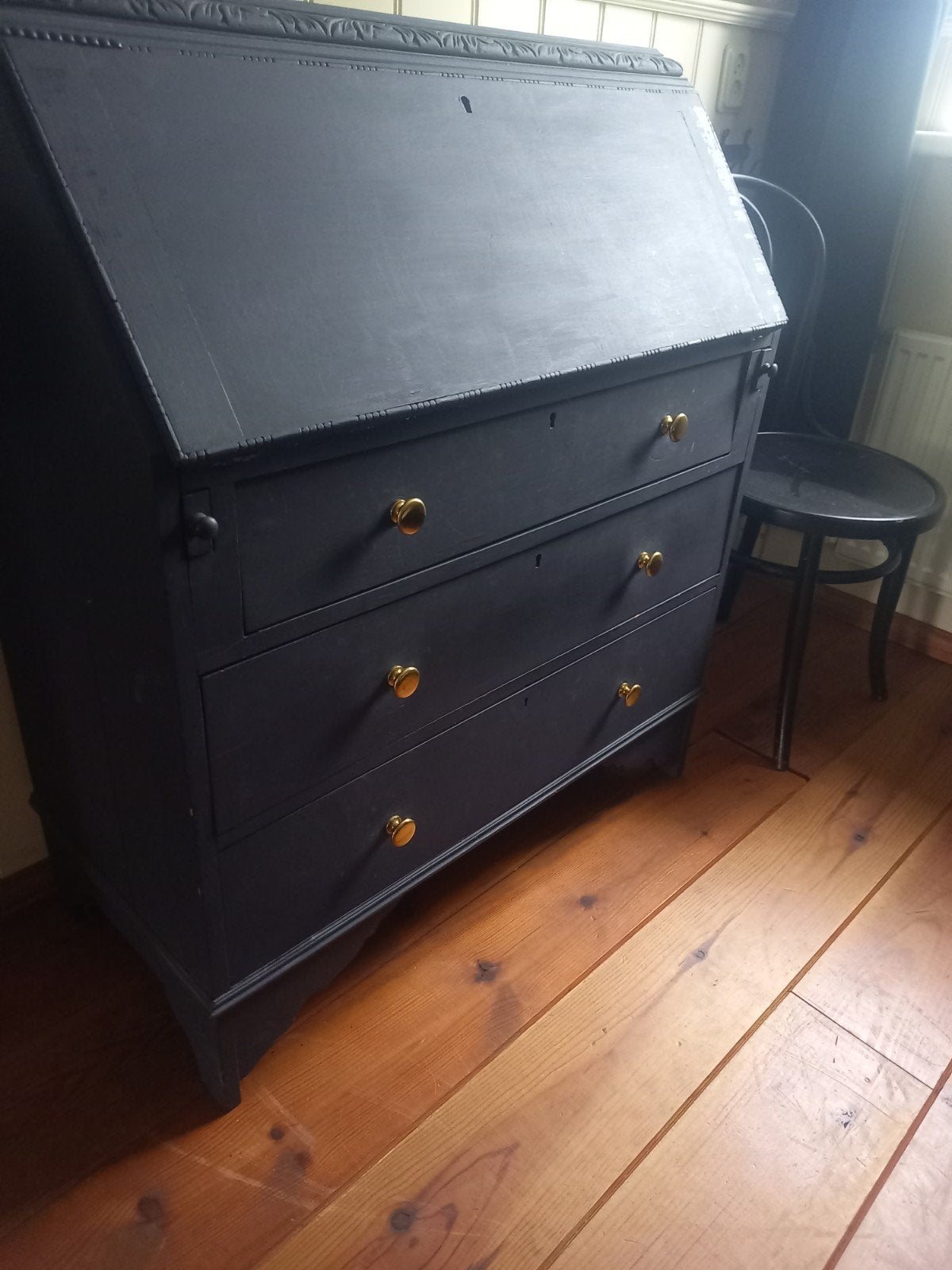 Antiek secretaire bureau - Donkerblauw, Antiek en Kunst, Ophalen