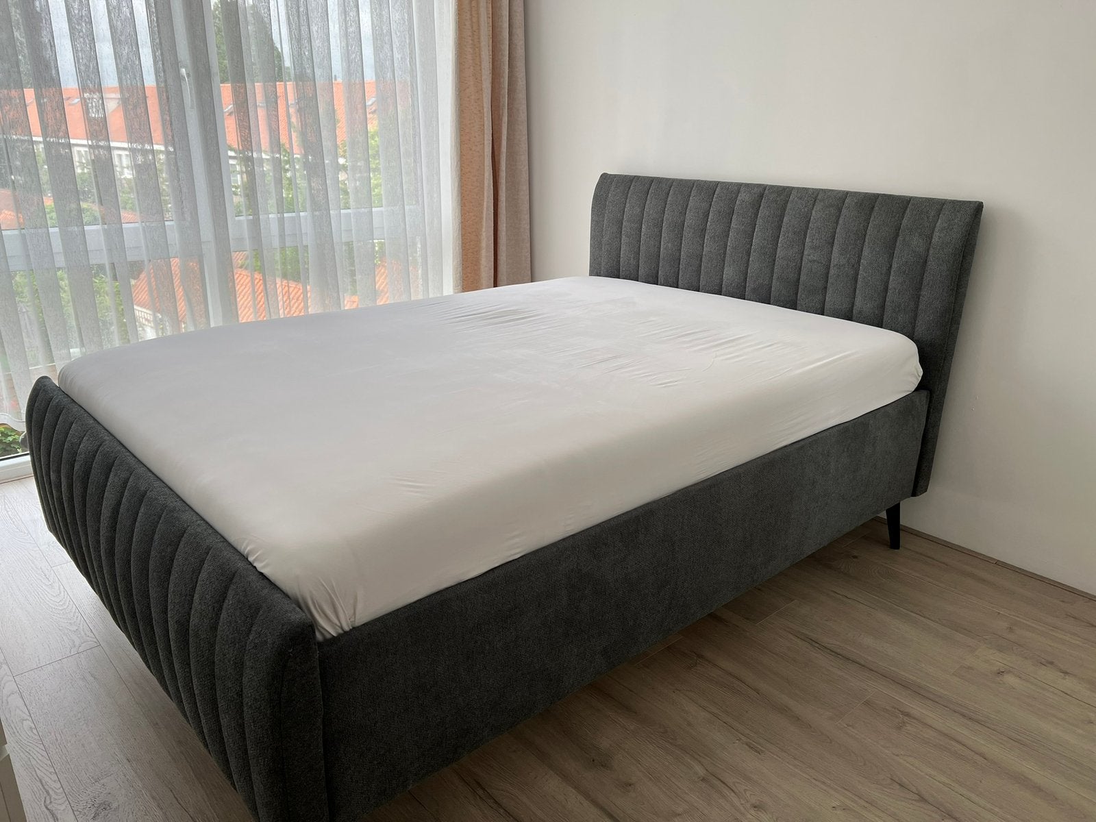 Bed Lieke 140x200cm, Ophalen, 140 cm, Grijs, Hout