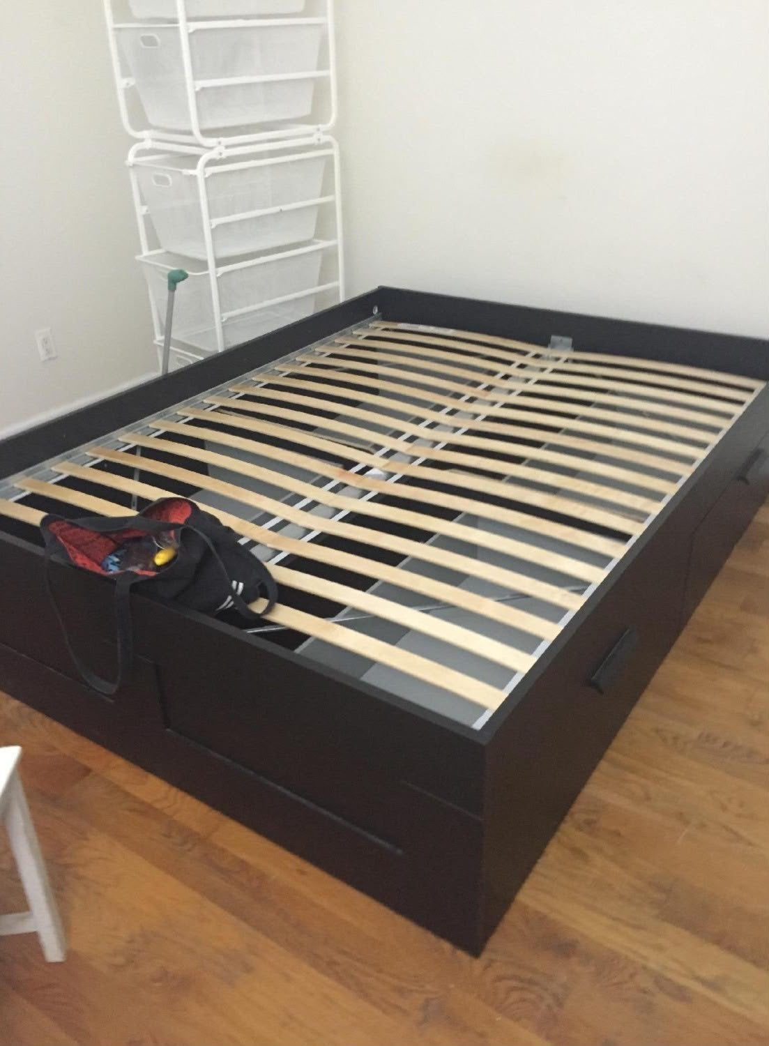IKEA Brimnes bed met opbergruimte, zwartbruin, 160x200 cm, Ophalen, Gebruikt, Zwart, Tweepersoons