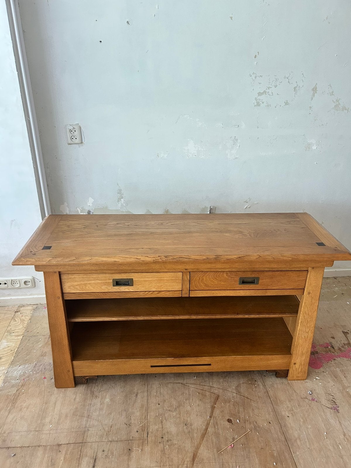 Houten tv meubel, Ophalen, Gebruikt, 100 tot 150 cm, Minder dan 100 cm