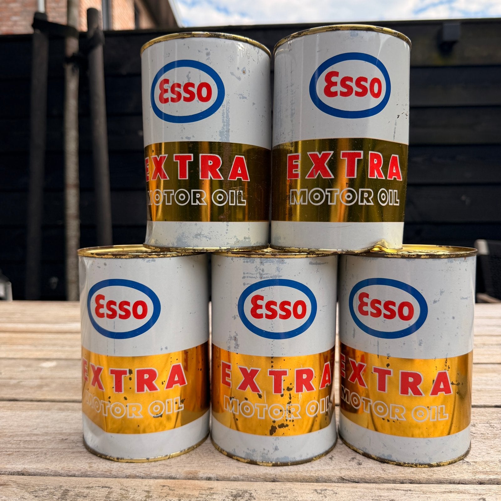 1960 Esso Extra Motor Oil olieblik olieblikken, Verzamelen, Ophalen of Verzenden, Zo goed als nieuw, Overige typen