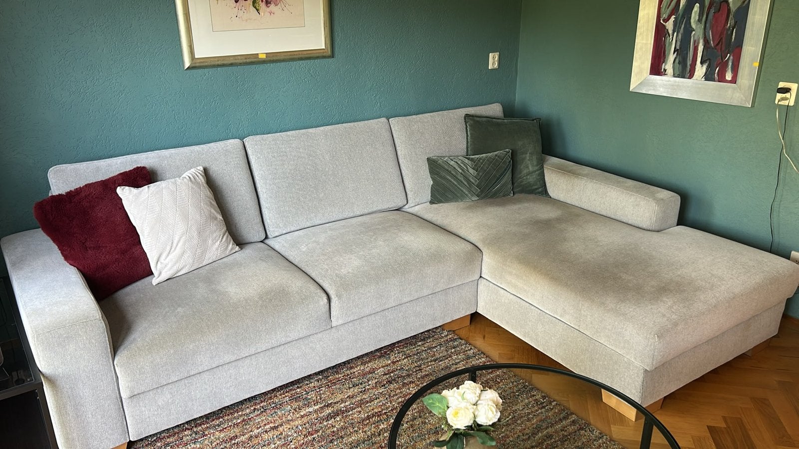 IKEA SÖRVALEN Hoekbank - 4-zits, Lejde grijs/zwart, Ophalen, Hoekbank, 300 cm of meer, Zo goed als nieuw