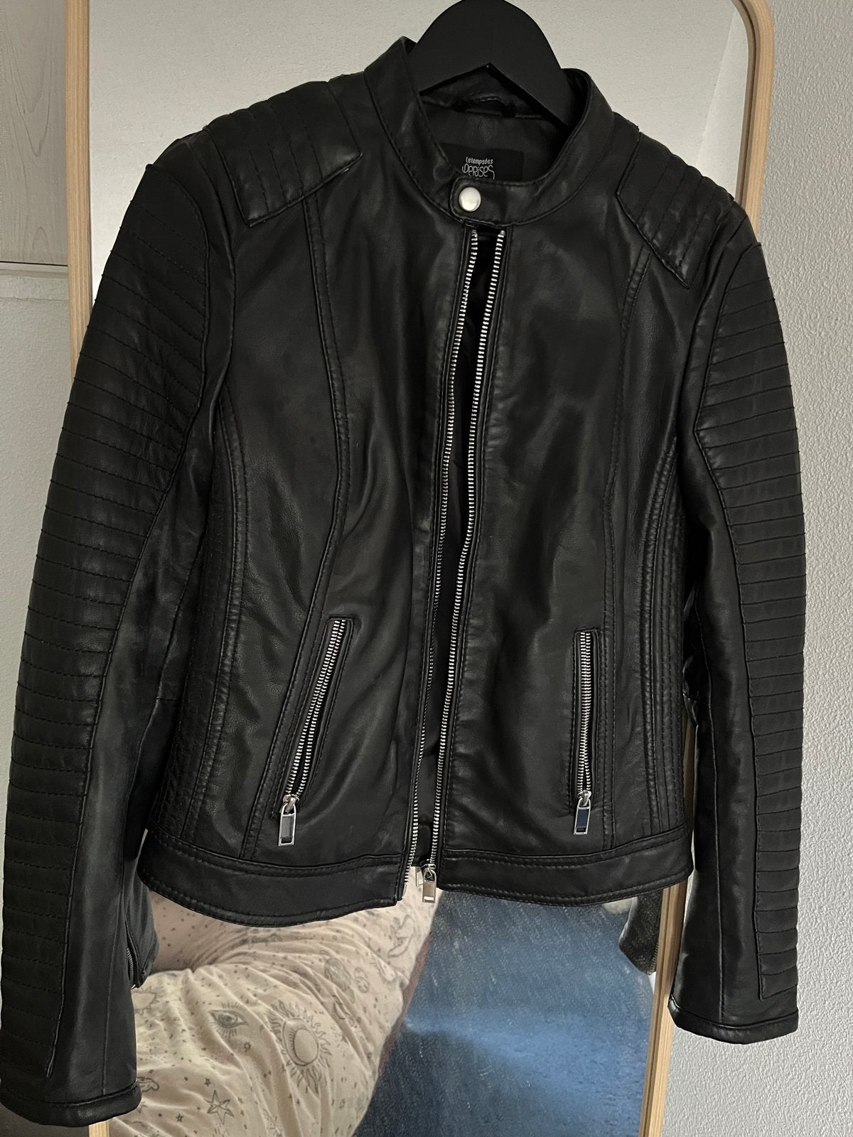 Echt leren bikerjack maar S van Les Temps des Cerises, Kleding | Dames, Ophalen of Verzenden, Zo goed als nieuw, Maat 36 (S), Zwart