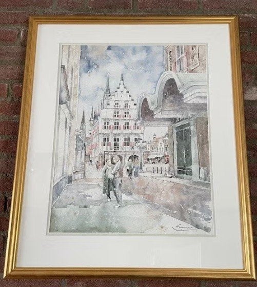 Afhalen: schilderij Stadhuis Gouda (replica) incl. lijst, Ophalen