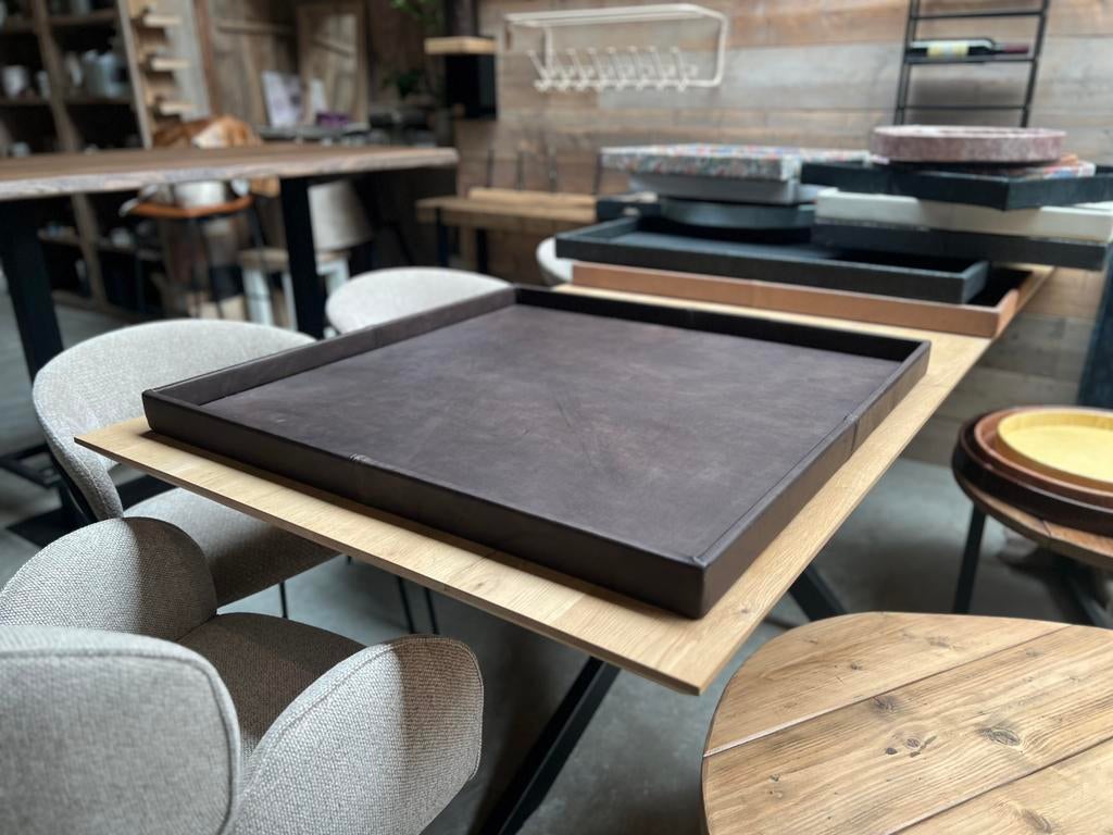 Dienblad bruib echt leer 90x90, Ophalen, Nieuw, Vierkant, Overige materialen