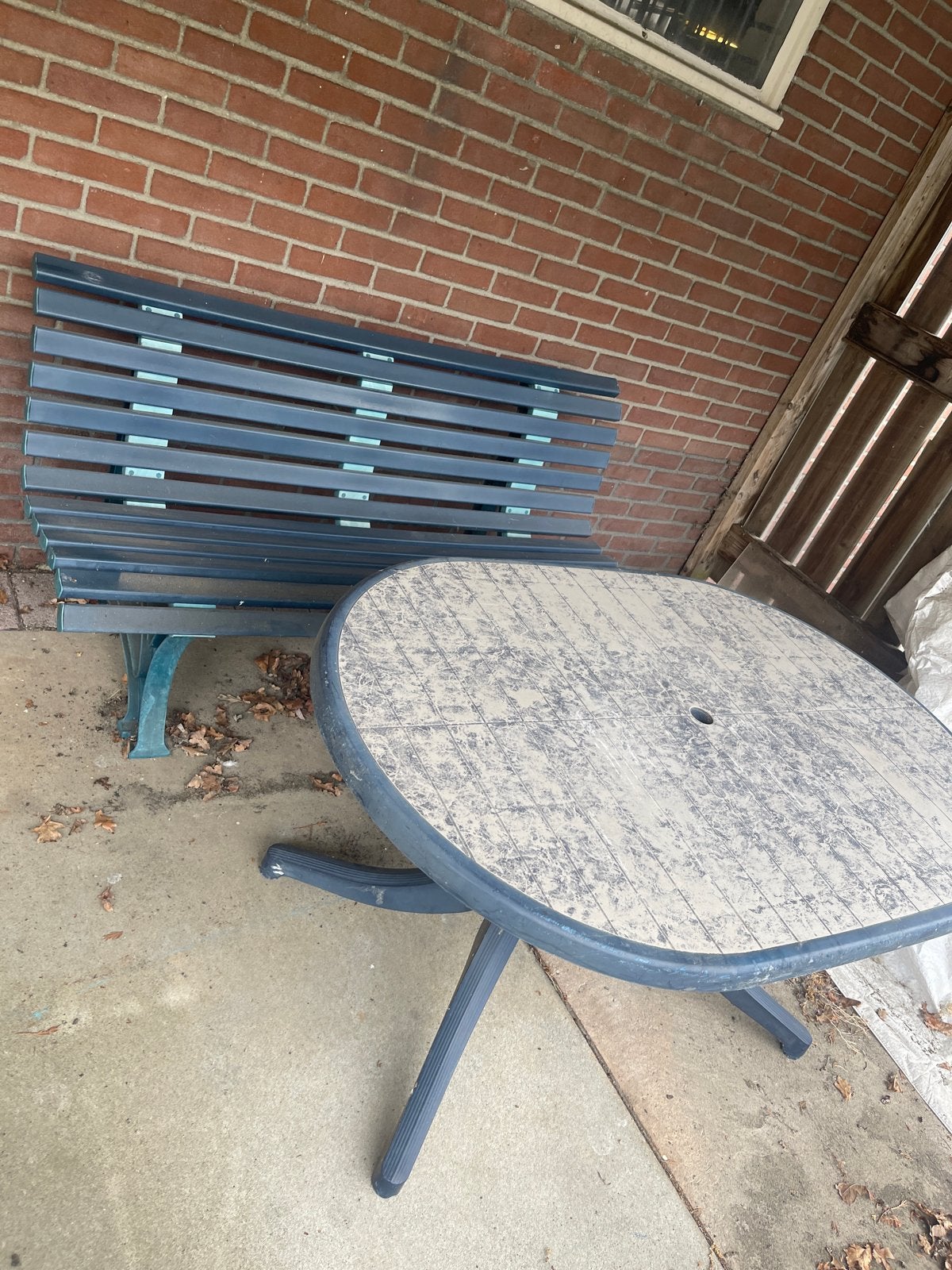 Tuinbank en tuintafel set - Gebruikt, Tuin en Terras, Ophalen, Gebruikt, Metaal
