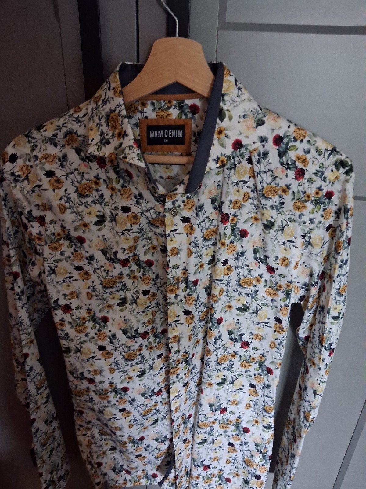 WAM Denim overhemd met bloemenprint - Maat M, Tailored Fit, Meerkleurig, Zo goed als nieuw, WAM Denim, Halswijdte 39/40 (M)