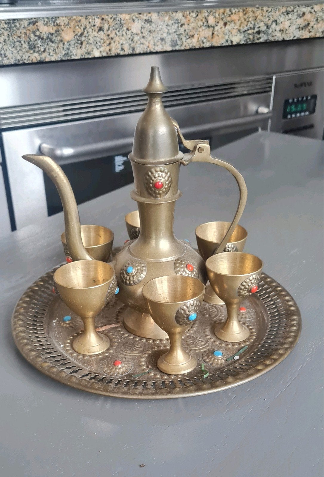 Vintage Marokkaanse theeset met dienblad, Ophalen