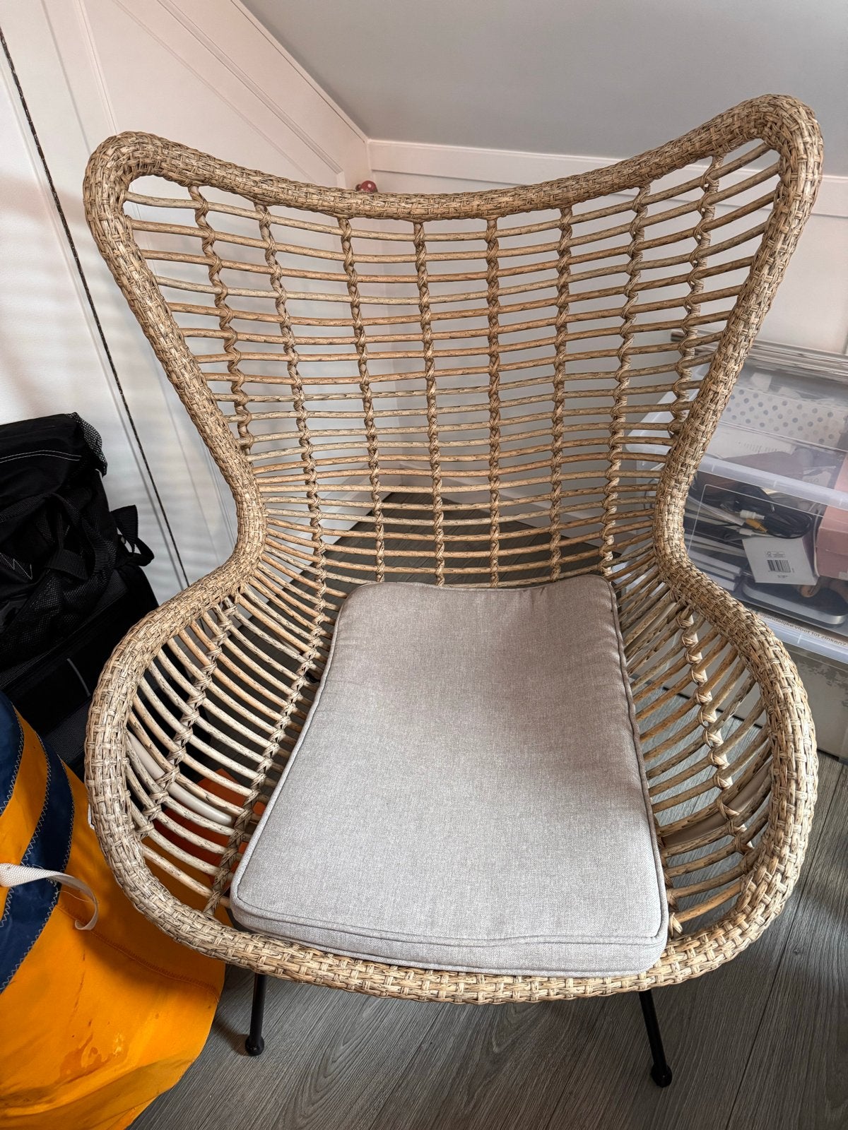 Rotan tuinstoel Bobbi met kussen, Ophalen, Gebruikt, Rotan