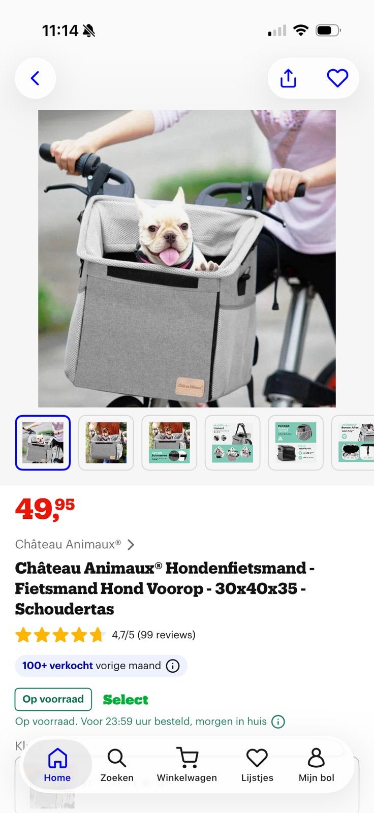 Fietsmand voor hond voorop, Dieren en Toebehoren, Honden-accessoires, Ophalen, Nieuw