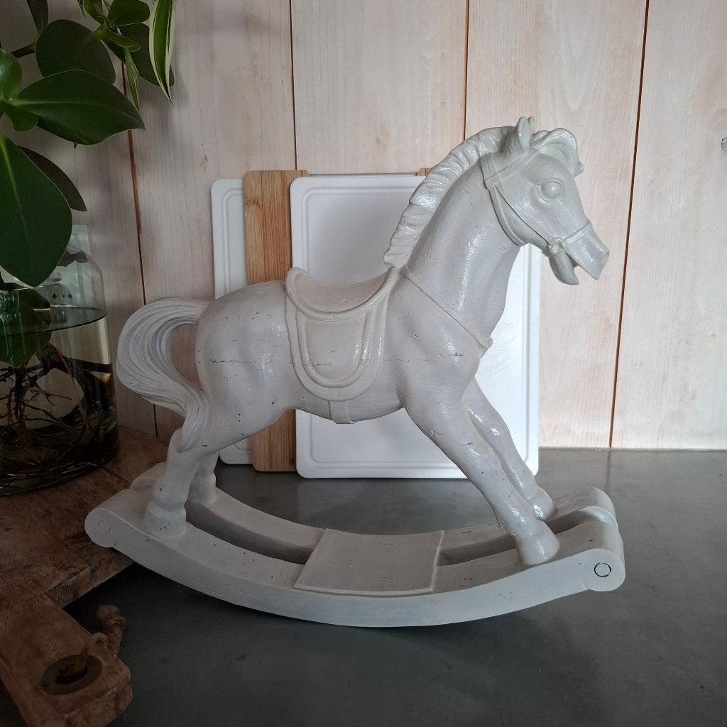 Decoratie houten hobbelpaard, Huis en Inrichting, Woonaccessoires | Overige, Ophalen of Verzenden, Zo goed als nieuw, Wit, Hout