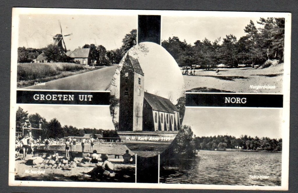 Oude Ansicht - Norg - Groeten Uit Norg - 1958 - Dr., Ophalen of Verzenden, 1940 tot 1960, Gelopen, Drenthe