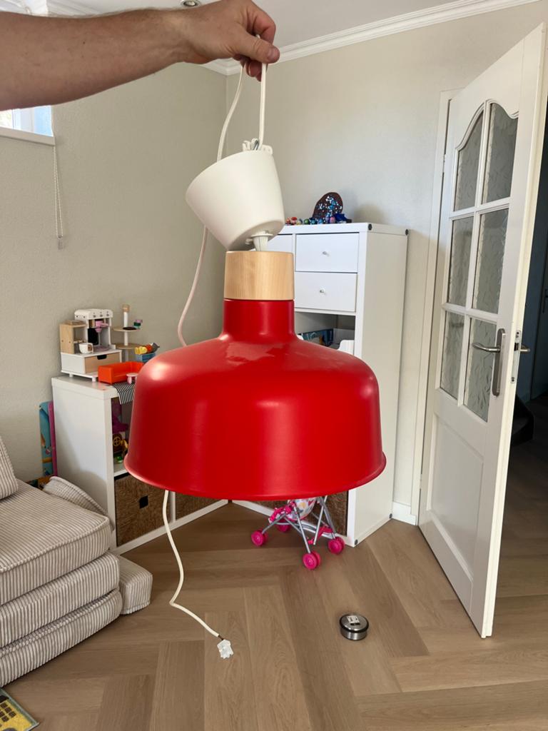 Rode IKEA lamp - Hanglamp, Ophalen, Gebruikt, Metaal, Minder dan 50 cm