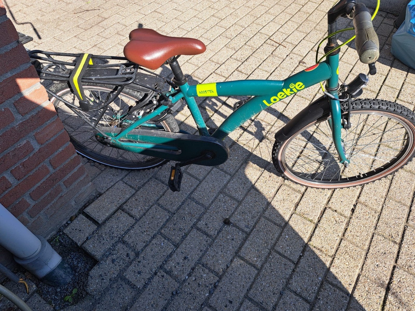 Loekie kinderfiets 22 inch - Groen, Ophalen, 20 inch of meer, Gebruikt, Velgrem