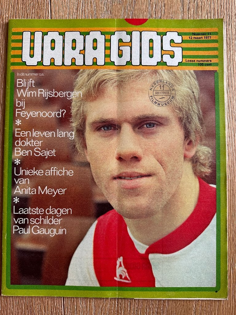 VARA Gids 12 maart 1977, Wim Rijsbergen, poster Anita Meyer, Ophalen of Verzenden, Gelezen, Muziek, Film of Tv
