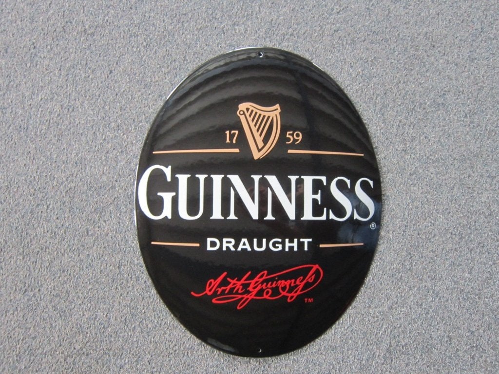 GUINNESS BIER EMAILLE RECLAMEBORD, Ophalen, Zo goed als nieuw, Reclamebord, Plaat of Schild, Overige merken