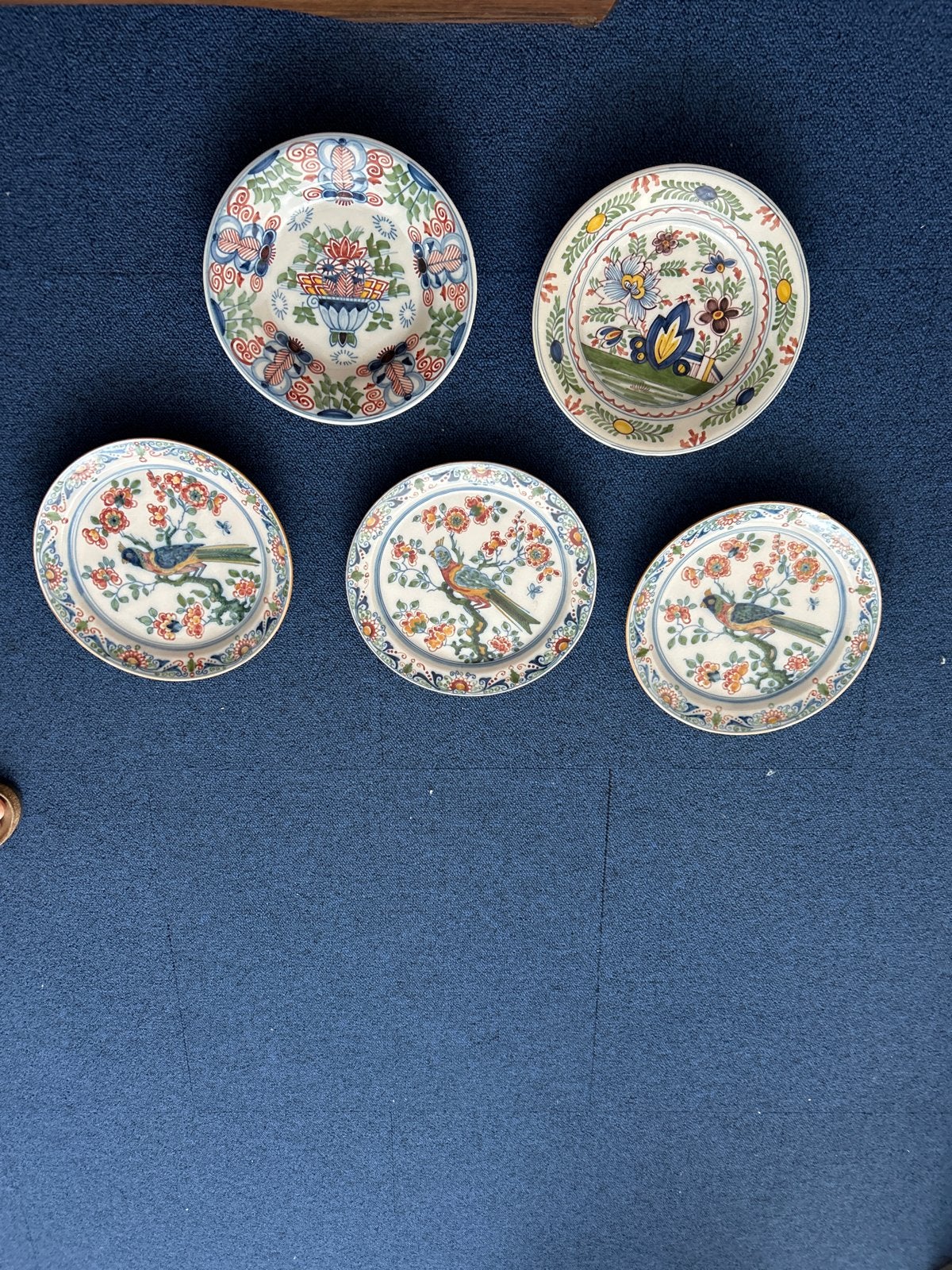 Set van 5 decoratieve borden met vogel- en bloemmotief, Ophalen of Verzenden
