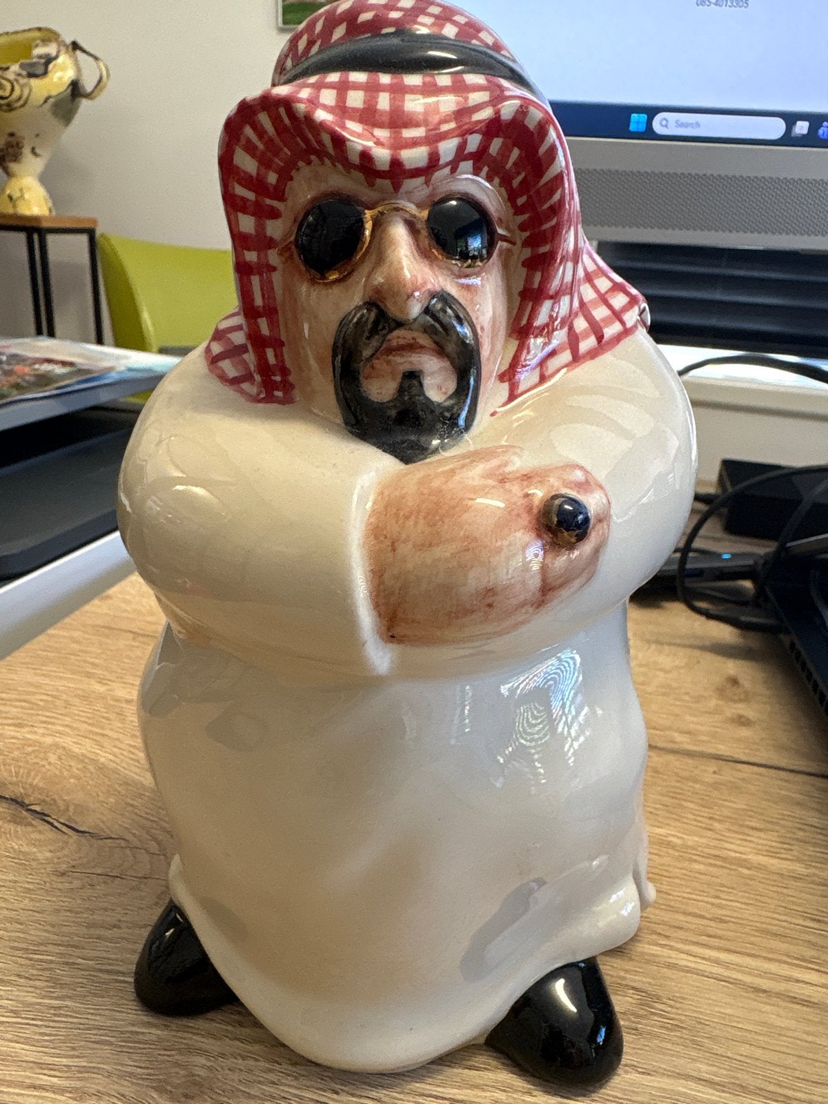 Arabische man spaarpot - Keramiek, Ophalen, Zo goed als nieuw, Steen, Aardewerk of Keramiek, Overige thema's