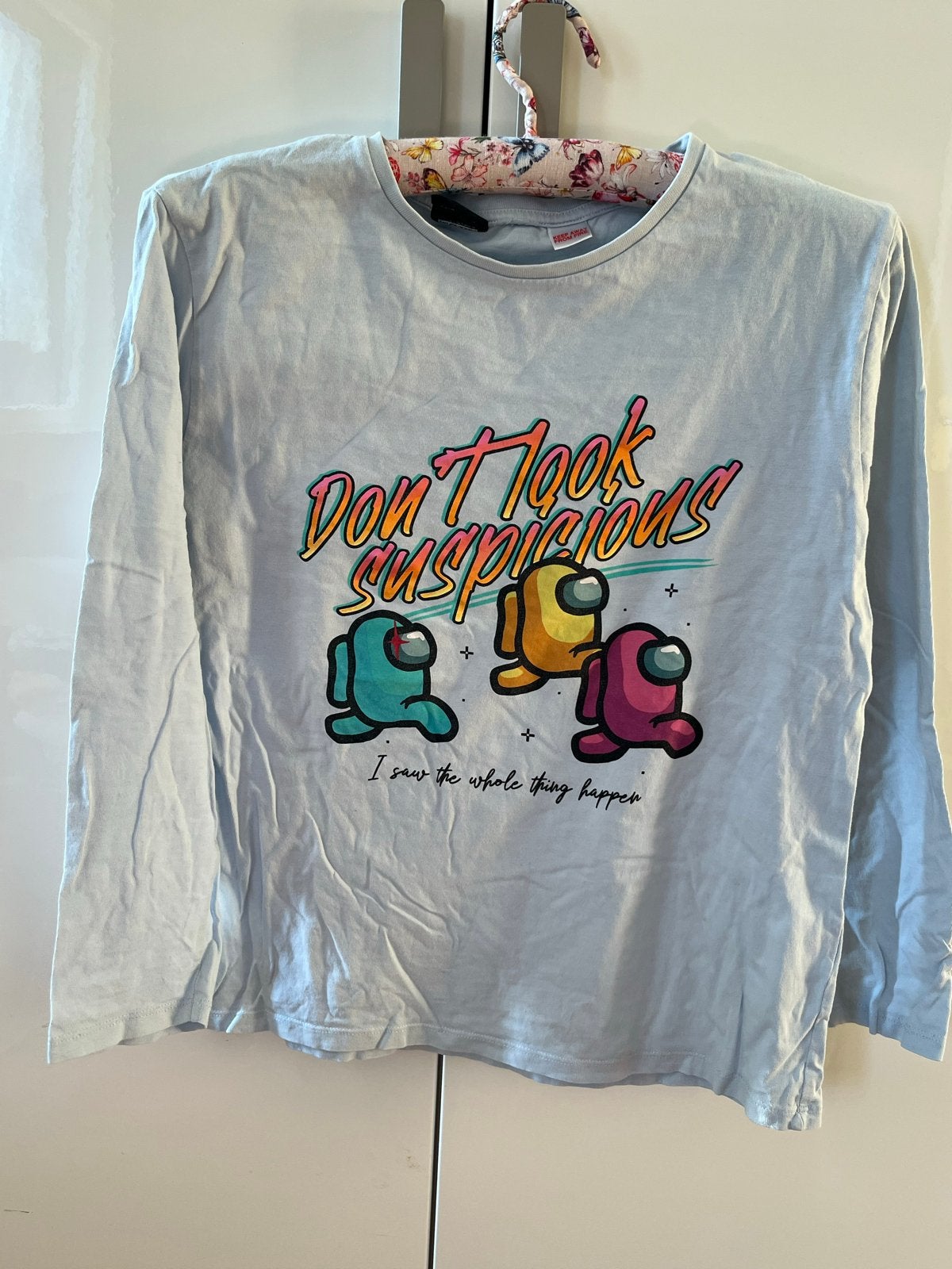Among Us T-shirt lange mouw - Maat 152, Ophalen of Verzenden, Zo goed als nieuw, Jongen of Meisje, Nacht- of Onderkleding