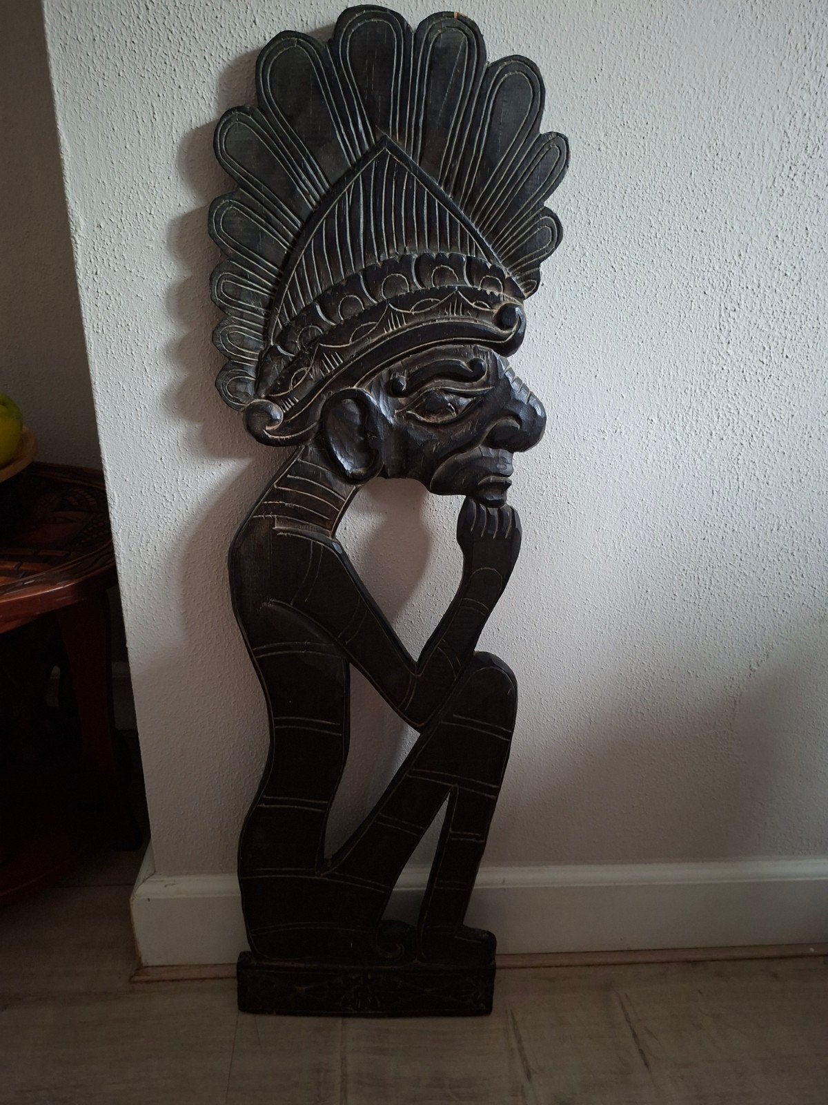 Houten wanddecoratie 'Denkende Man' - Afrikaanse stijl, Antiek en Kunst, Ophalen