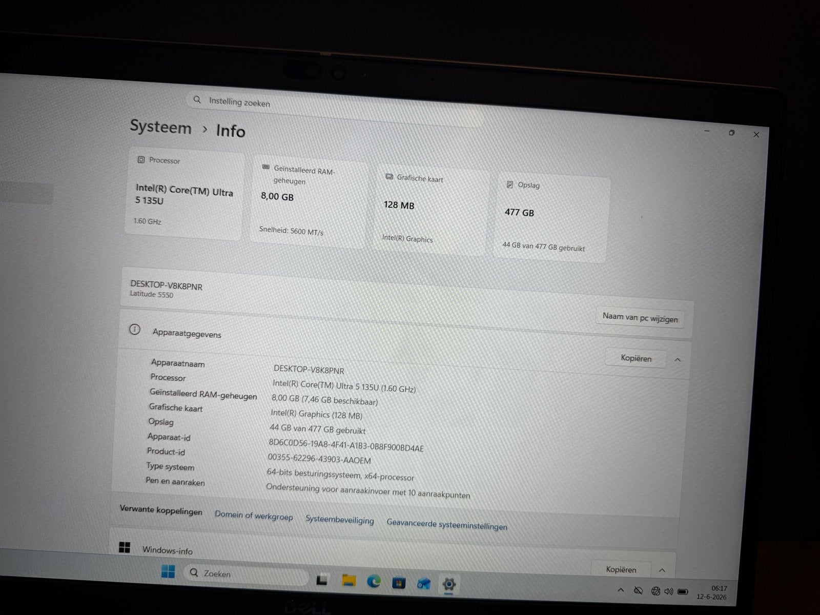 Dell Latitude 5550 - Intel Core Ultra 5 - 8GB RAM - 477GB SS, Computers en Software, Windows Laptops, Zo goed als nieuw, 15 inch