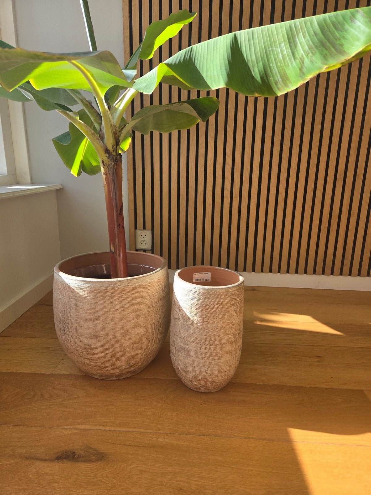 intratuin Set van 2 terracotta bloempotten, Tuin en Terras, Ophalen, 40 cm of meer, Rond, Zo goed als nieuw