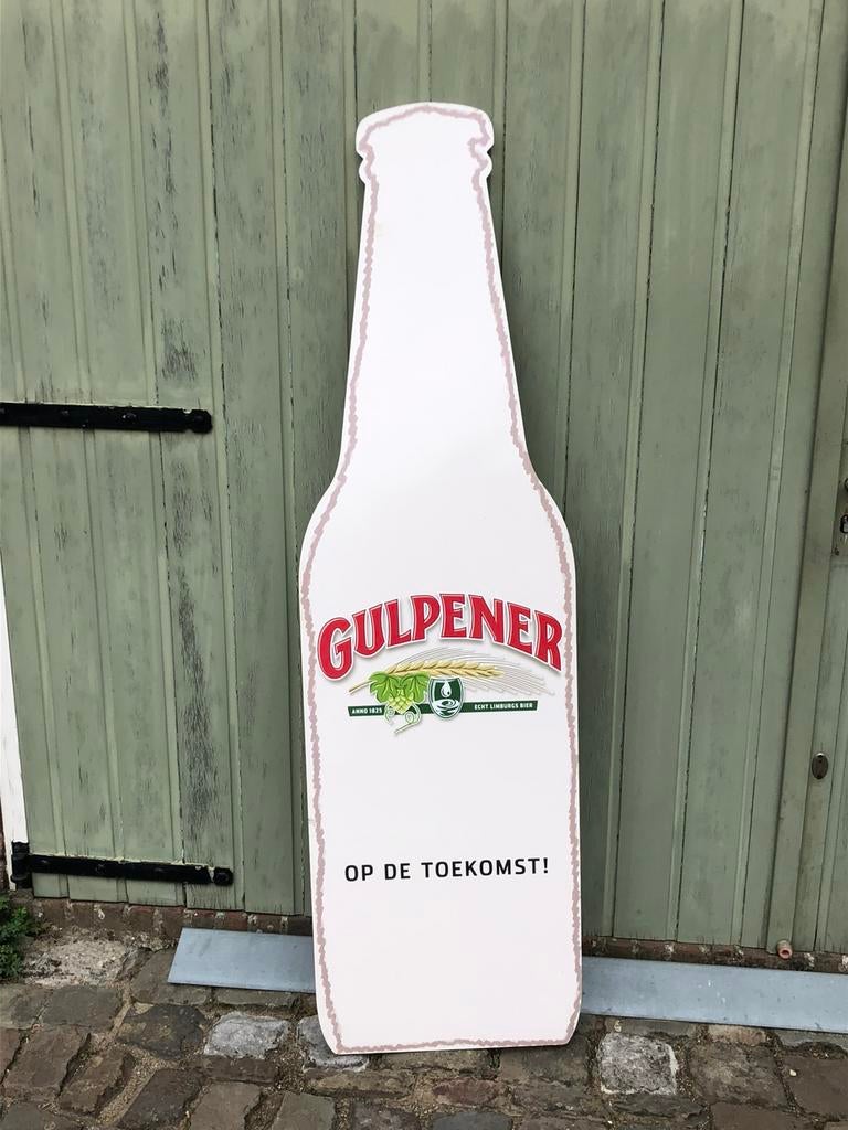 Xxl reclamebord gulpener bier gulpen fles, Verzamelen, Biermerken, Ophalen, Gebruikt, Reclamebord, Plaat of Schild, Gulpener
