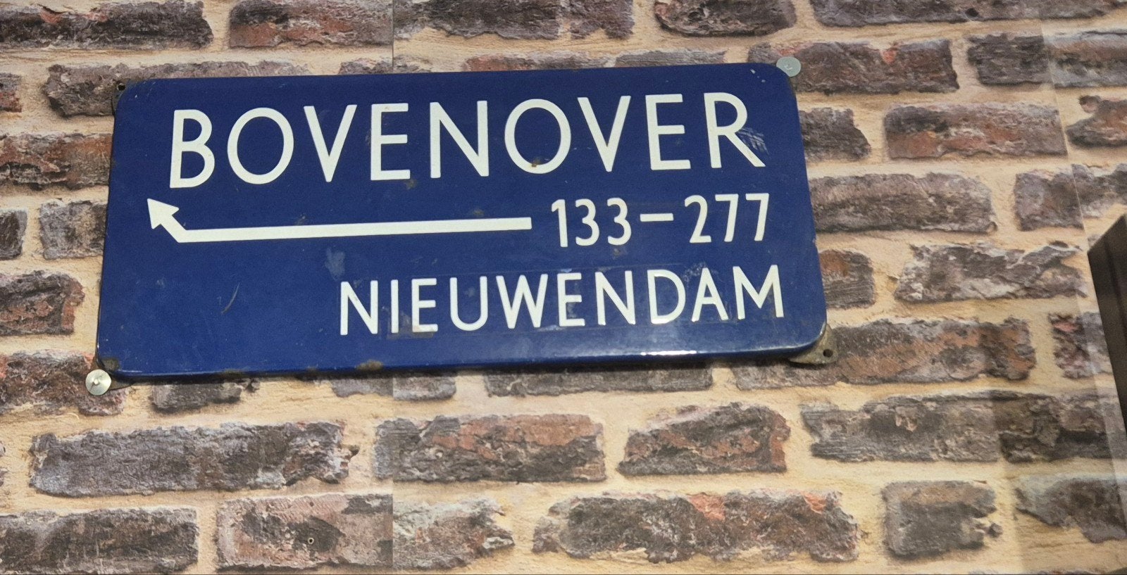 Vintage Straatnaambord Bovenover Nieuwendam, Ophalen of Verzenden
