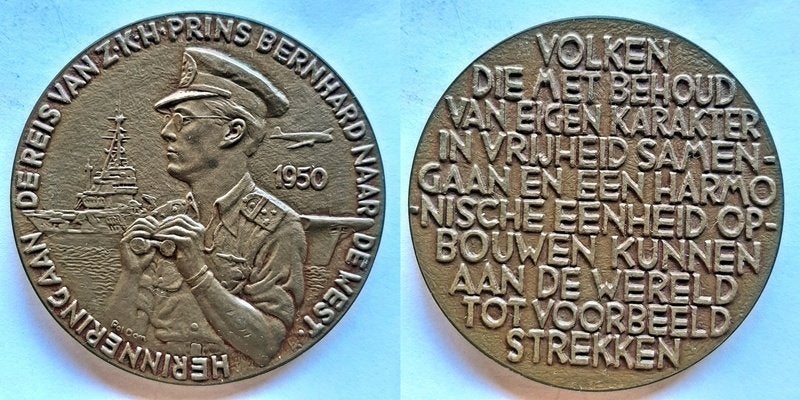 Penning Prins Bernhard 1950 VPK, Verzenden, Brons, Nederland