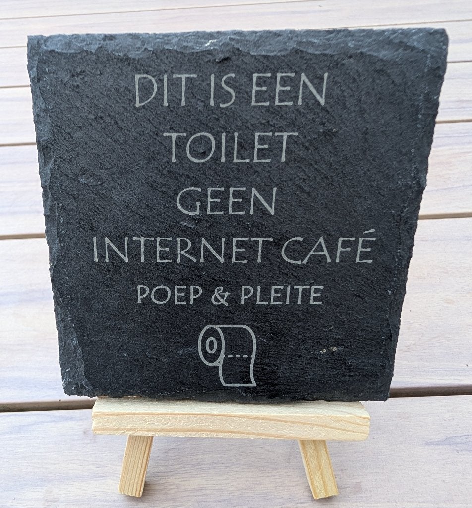 Leistenen tegel met spreuk voor in Toilet ...., Zwart, Overige stijlen, Nieuw, Ophalen of Verzenden