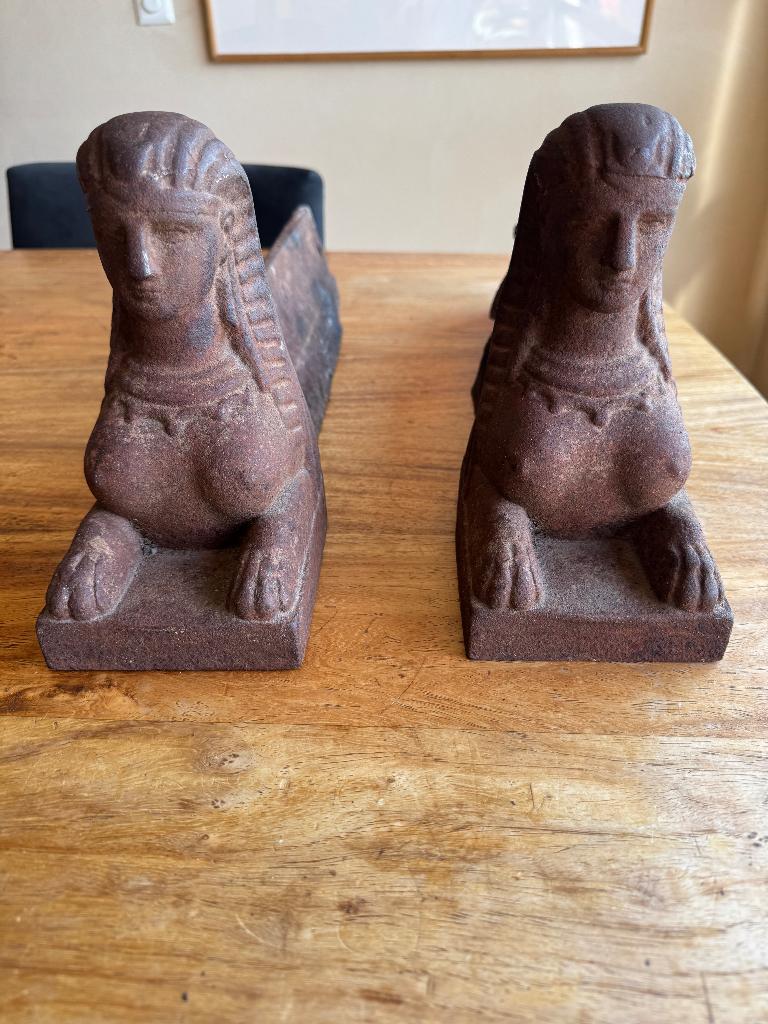 Chenets Vuurbokken Sphinx, Ophalen of Verzenden, Gebruikt, Inbouwhaard, Houthaard