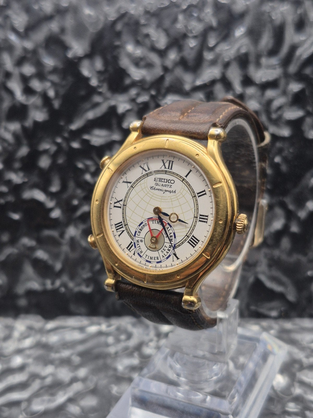 Seiko 'Age Of Discovery' Multifunctional Ref. 8M25-7100, Zwart, IOS, Ophalen of Verzenden, Zo goed als nieuw