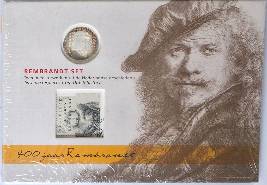 Nederland €5 – Rembrandt Vijfje – Numisbrief – Zilver, Postzegels en Munten, Setje, Koningin Beatrix, Zilver, Euro's