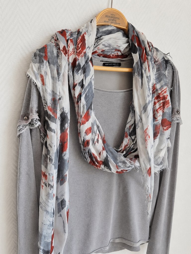 Sarah Pacini / XTSY grijze laagjes-set met pashmina, Maat 38/40 (M), Ophalen of Verzenden, XTSY / Sarah Pacini, Grijs