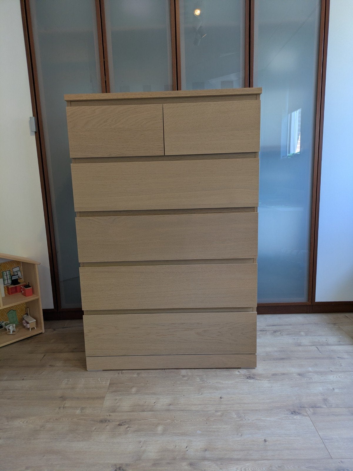 Malm Ikea kast eiken - 6 lades, Ophalen, 5 laden of meer, 100 tot 150 cm, 50 tot 100 cm