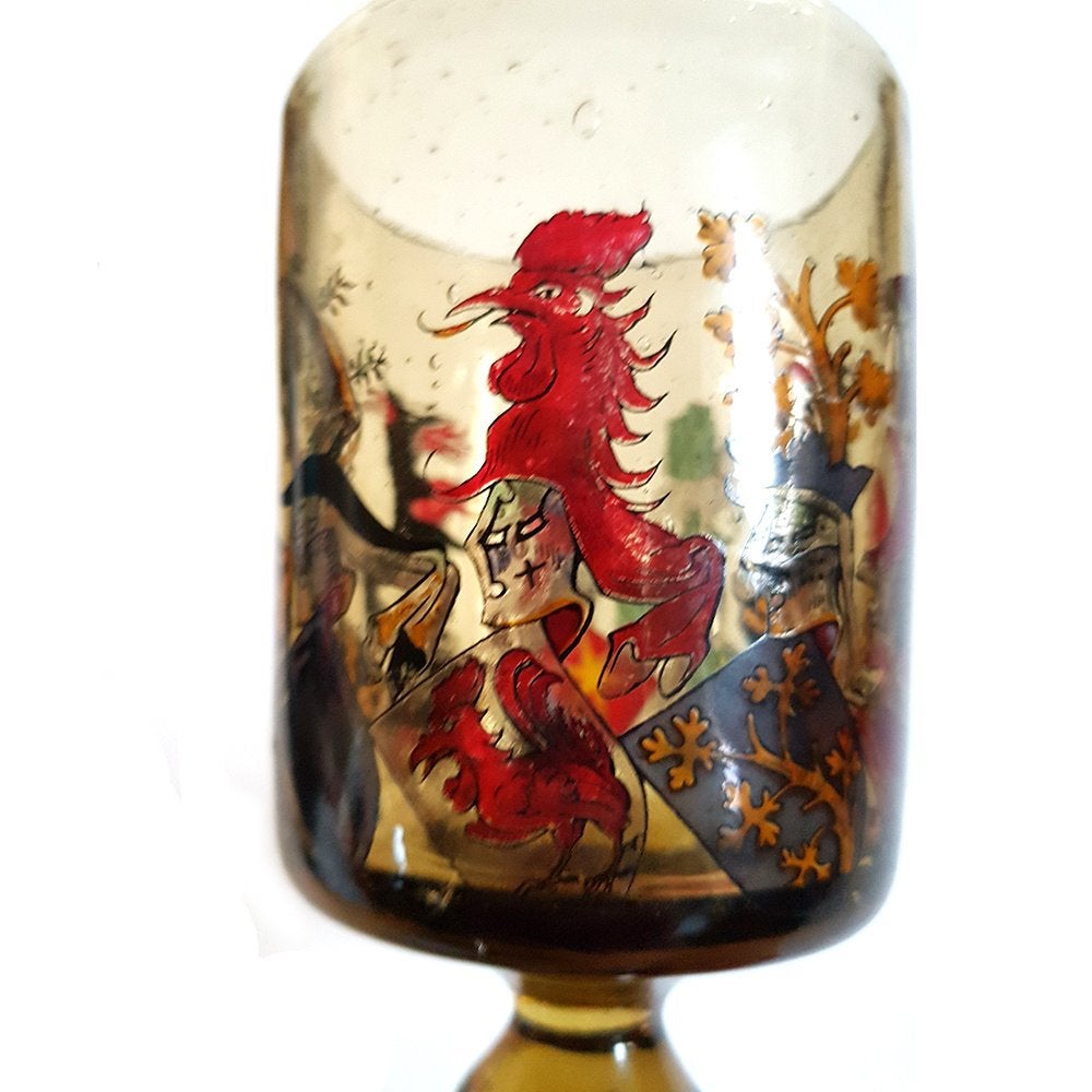 Vintage Duitse glas - handgemaakt en handgeschilderd, Antiek en Kunst, Antiek | Glas en Kristal, Ophalen of Verzenden