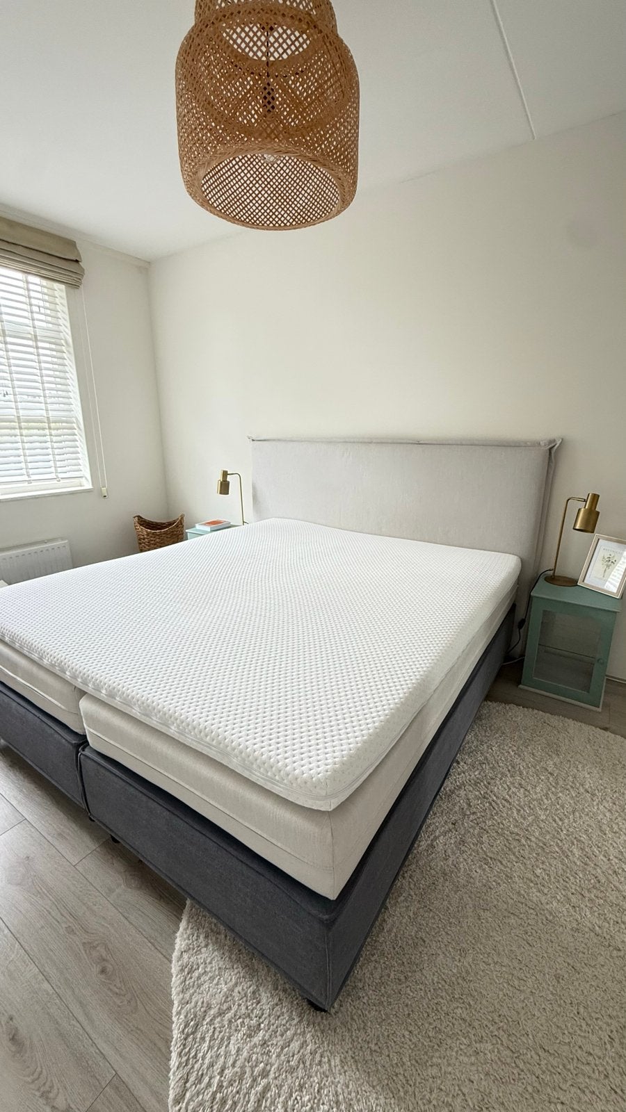 2 boxspring matrassen 90x200cm + topper 180x200x10cm, Ophalen, Gebruikt, Tweepersoons, Matras