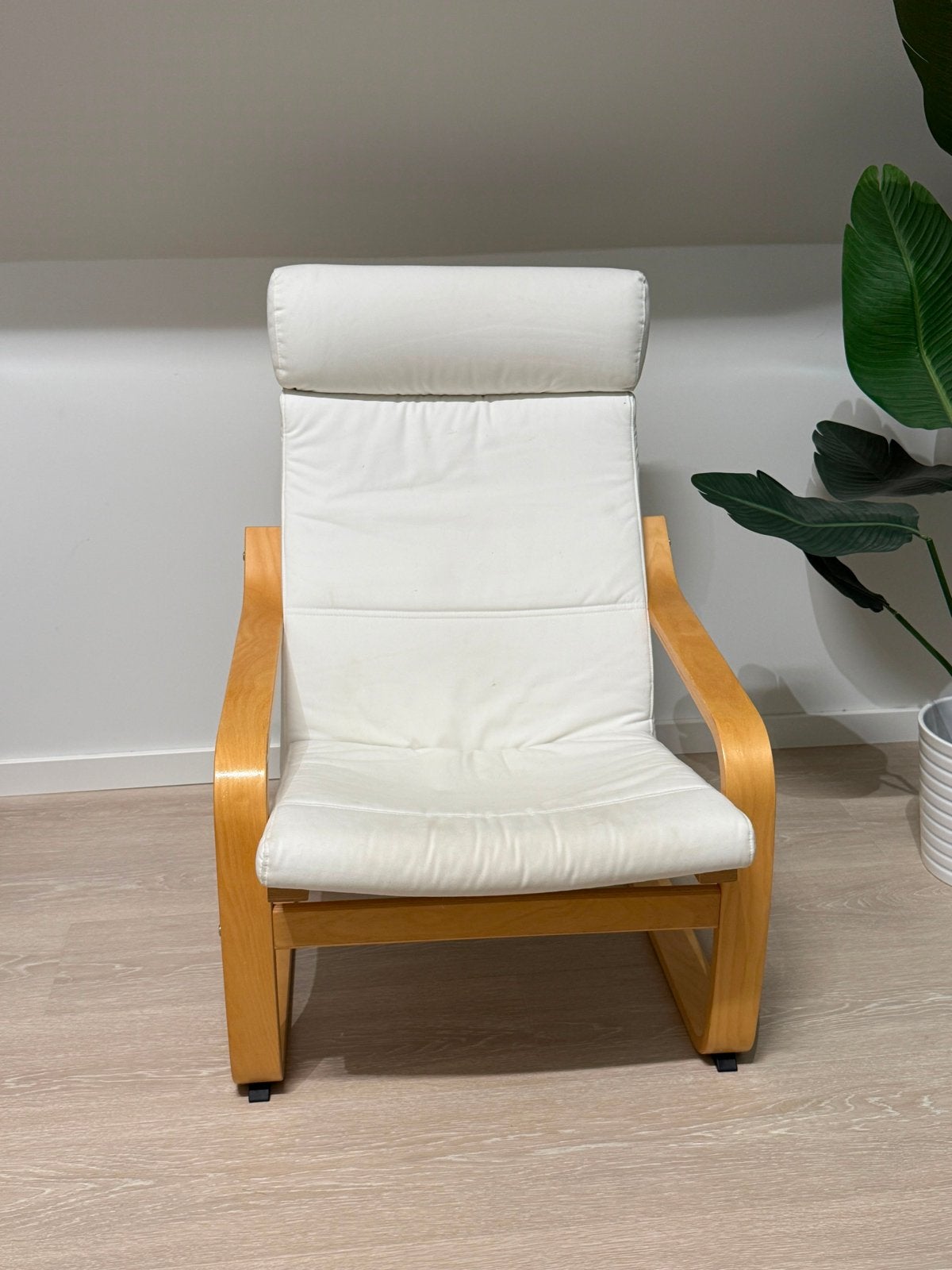 Ikea Poäng stoel met wit kussen, Ophalen, Gebruikt, Wit, Eén