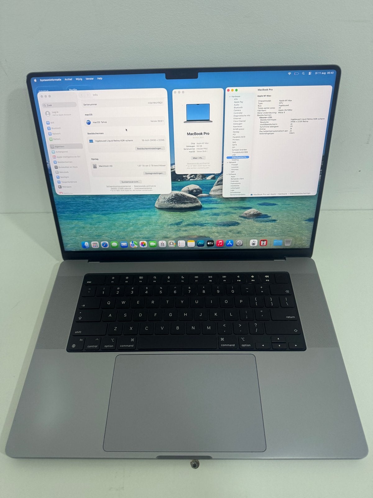 Macbook Pro 16 2021 M1 Max 64GB+2TB Met defect, Computers en Software, Apple Macbooks, 1 TB of meer, 64 GB of meer, Gebruikt, Qwerty