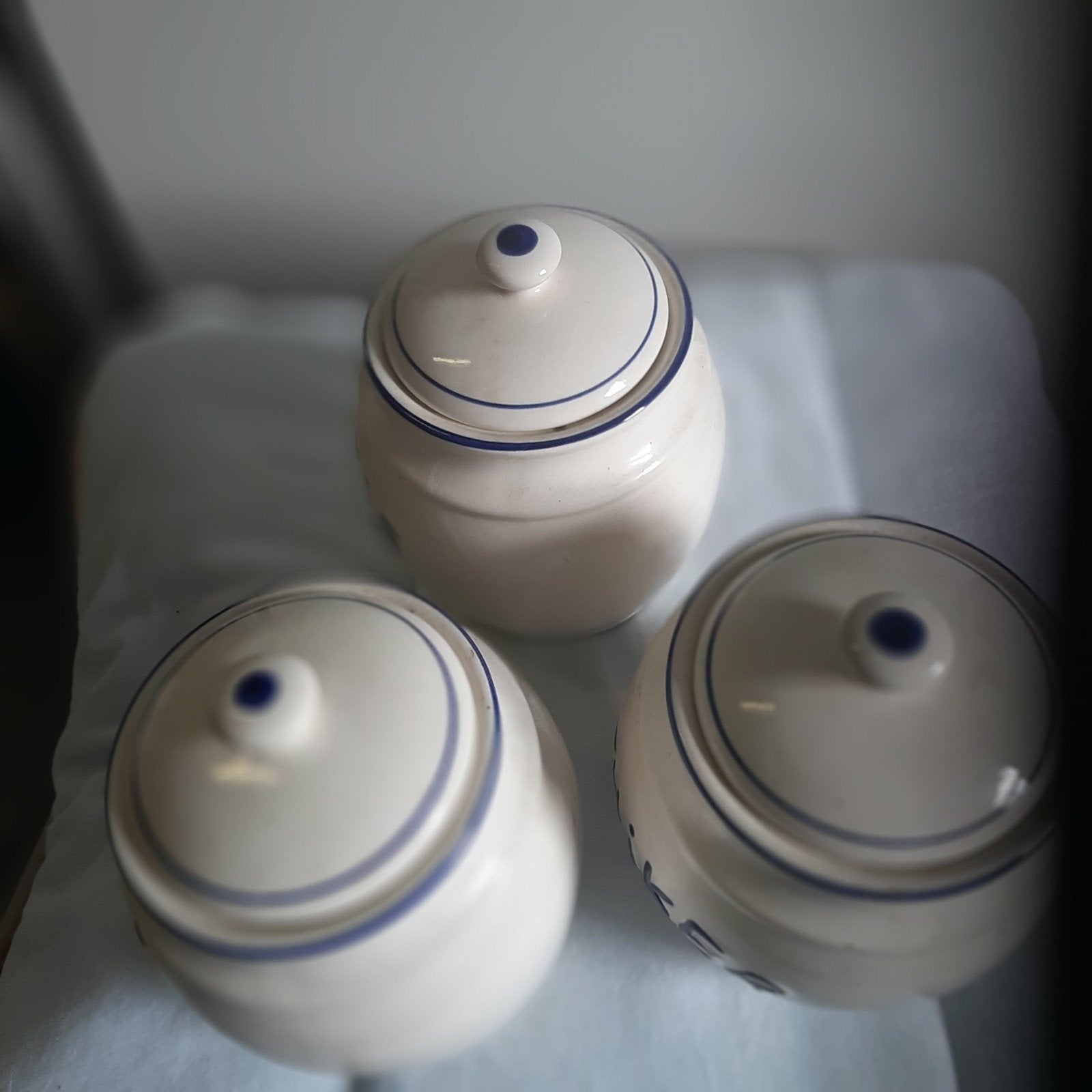 3 fraaie voorraad potten, Huis en Inrichting, Keuken | Potten en Pannen, Ophalen, Zo goed als nieuw, Overige materialen, Pot, Bus of Blik