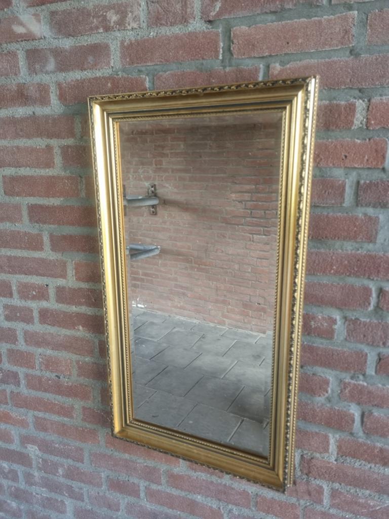 Gouden Facetgeslepen Spiegel 79x44cm, Antiek en Kunst, Antiek | Spiegels, Ophalen of Verzenden