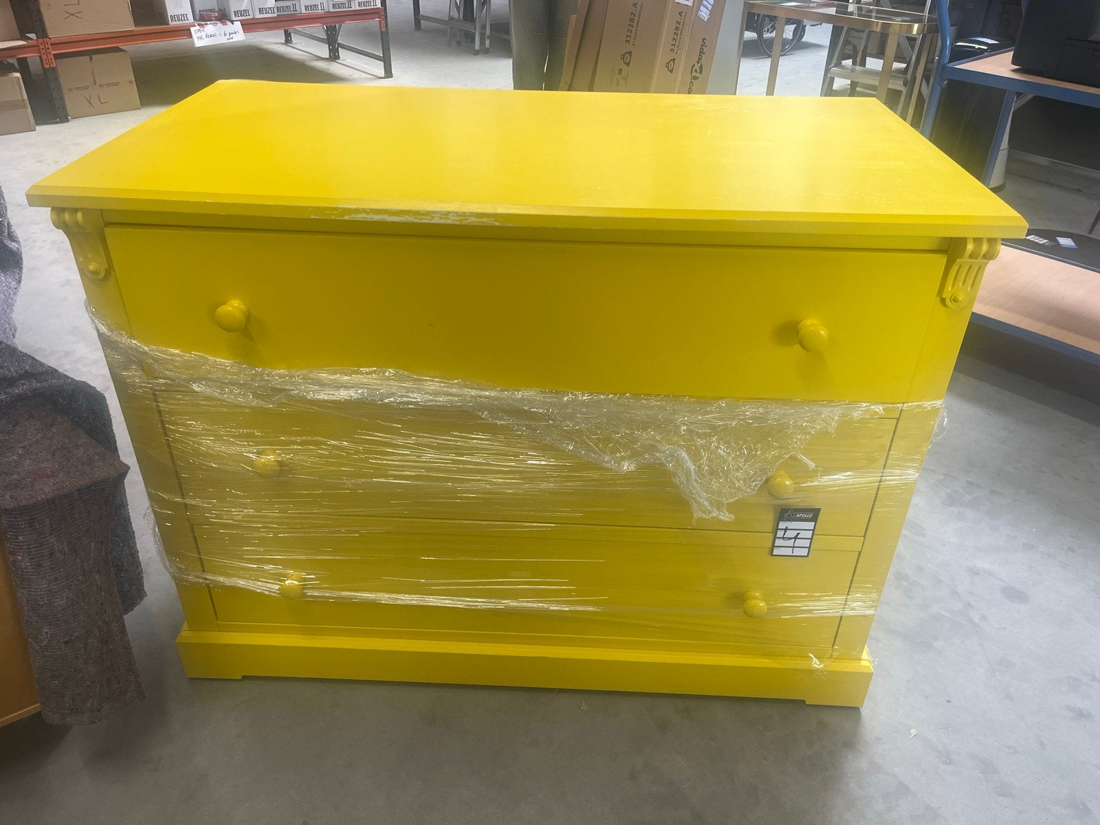 Opvallende Gele Ladekast, Ophalen, Gebruikt, 50 tot 100 cm, Met lade(s)