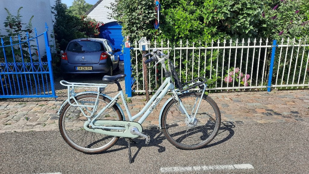 Miss Grace Gazelle transportfiets lichtblauw - rijklaar, Fietsen en Brommers, Fietsen | Dames | Damesfietsen, Ophalen, Gebruikt